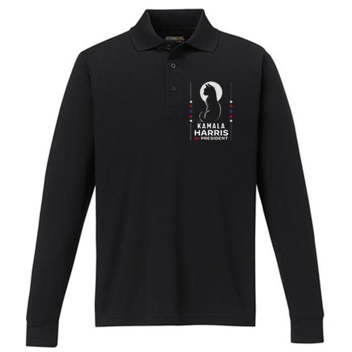 Kamala Harris Cat Ladies Vote Positive Funny 2024 Performance Long Sleeve Polo