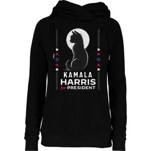 Kamala Harris Cat Ladies Vote Positive Funny 2024 Womens Funnel Neck Pullover Hood