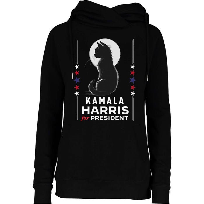 Kamala Harris Cat Ladies Vote Positive Funny 2024 Womens Funnel Neck Pullover Hood