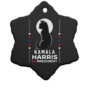 Kamala Harris Cat Ladies Vote Positive Funny 2024 Ceramic Star Ornament