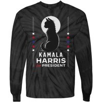 Kamala Harris Cat Ladies Vote Positive Funny 2024 Tie-Dye Long Sleeve Shirt