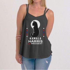 Kamala Harris Cat Ladies Vote Positive Funny 2024 Women's Strappy Tank