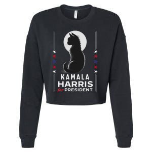 Kamala Harris Cat Ladies Vote Positive Funny 2024 Cropped Pullover Crew