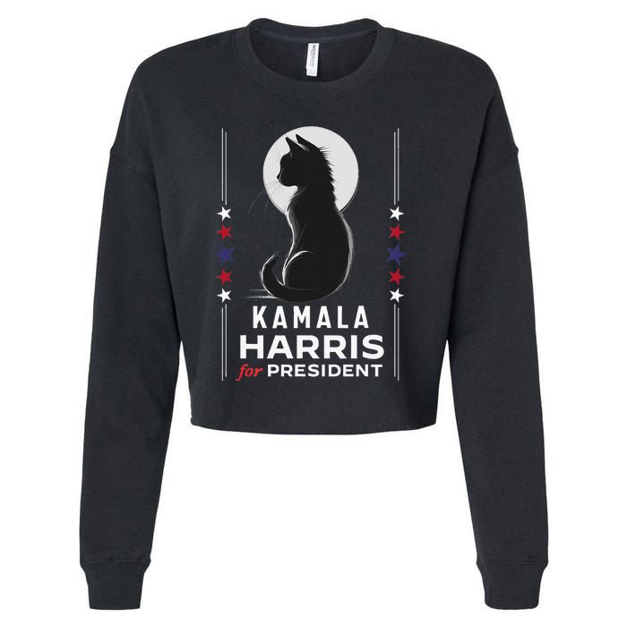 Kamala Harris Cat Ladies Vote Positive Funny 2024 Cropped Pullover Crew