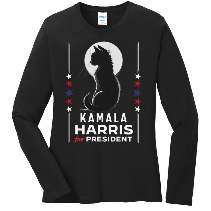 Kamala Harris Cat Ladies Vote Positive Funny 2024 Ladies Long Sleeve Shirt