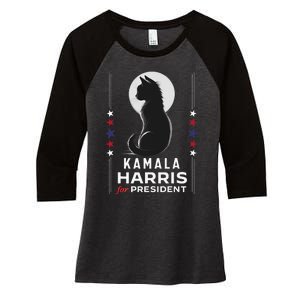 Kamala Harris Cat Ladies Vote Positive Funny 2024 Women's Tri-Blend 3/4-Sleeve Raglan Shirt