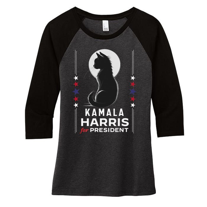 Kamala Harris Cat Ladies Vote Positive Funny 2024 Women's Tri-Blend 3/4-Sleeve Raglan Shirt