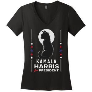 Kamala Harris Cat Ladies Vote Positive Funny 2024 Women's V-Neck T-Shirt