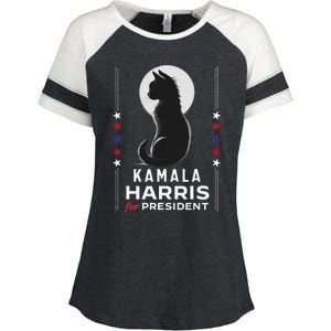 Kamala Harris Cat Ladies Vote Positive Funny 2024 Enza Ladies Jersey Colorblock Tee