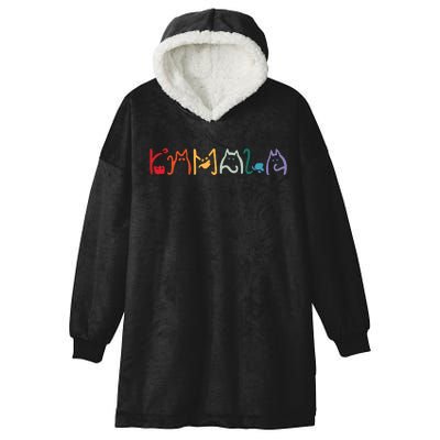 Kamala Harris Cat Lettering Positive Funny Hooded Wearable Blanket