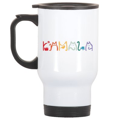 Kamala Harris Cat Lettering Positive Funny Stainless Steel Travel Mug