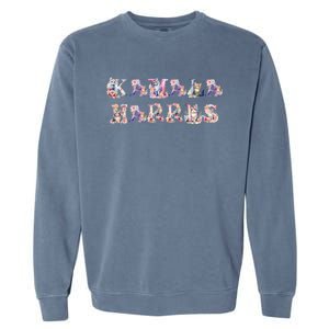 Kamala Harris Cat Lettering Funny Cat Ladies For Kamala 2024 Meaningful Gift Garment-Dyed Sweatshirt