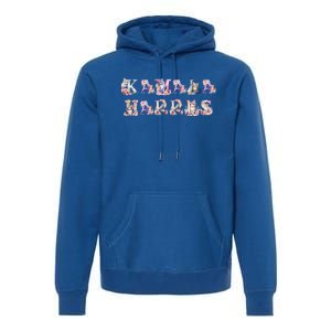 Kamala Harris Cat Lettering Funny Cat Ladies For Kamala 2024 Meaningful Gift Premium Hoodie