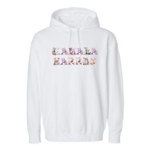 Kamala Harris Cat Lettering Funny Cat Ladies For Kamala 2024 Meaningful Gift Garment-Dyed Fleece Hoodie