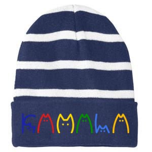 Kamala Harris Cat Lettering Funny Striped Beanie with Solid Band