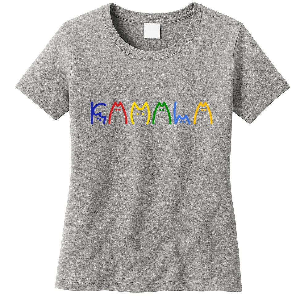 Kamala Harris Cat Lettering Funny Womens T-Shirt