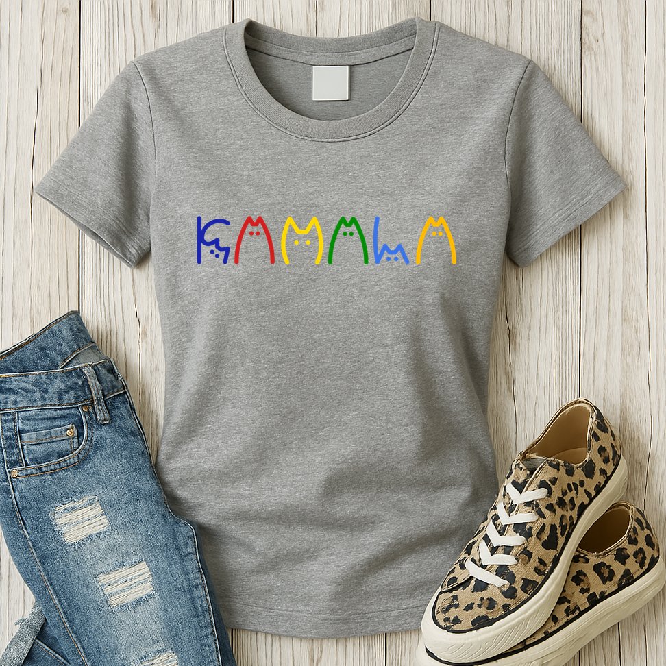 Kamala Harris Cat Lettering Funny Womens T-Shirt