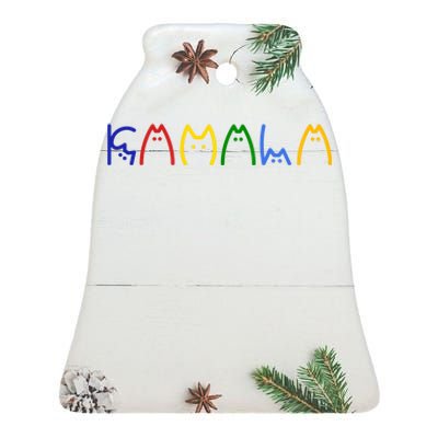 Kamala Harris Cat Lettering Funny Ceramic Bell Ornament