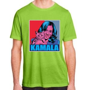 Kamala Harris Cat Pop Art Portrait Harris Walz 2024 Gift Adult ChromaSoft Performance T-Shirt