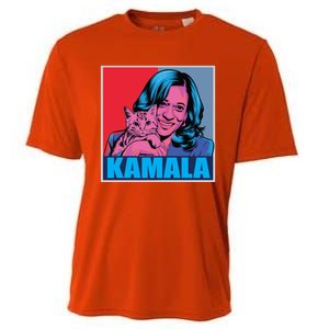 Kamala Harris Cat Pop Art Portrait Harris Walz 2024 Gift Cooling Performance Crew T-Shirt