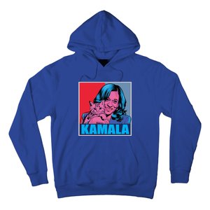 Kamala Harris Cat Pop Art Portrait Harris Walz 2024 Gift Hoodie