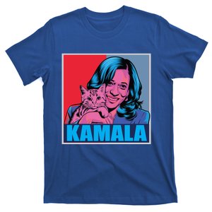 Kamala Harris Cat Pop Art Portrait Harris Walz 2024 Gift T-Shirt