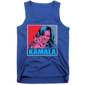 Kamala Harris Cat Pop Art Portrait Harris Walz 2024 Gift Tank Top