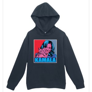 Kamala Harris Cat Pop Art Portrait Harris Walz 2024 Gift Urban Pullover Hoodie