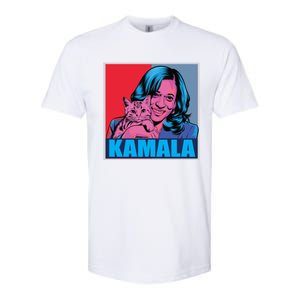 Kamala Harris Cat Pop Art Portrait Harris Walz 2024 Gift Softstyle CVC T-Shirt