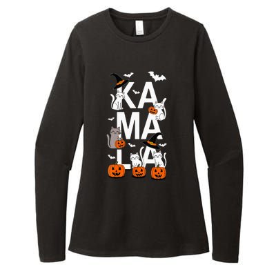 Kamala Halloween Cat Pumpkin Witch Hat Lover Kamala Haris Womens CVC Long Sleeve Shirt