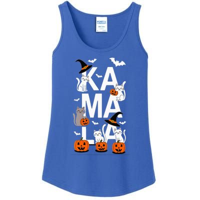 Kamala Halloween Cat Pumpkin Witch Hat Lover Kamala Haris Ladies Essential Tank