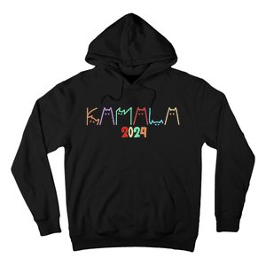 Kamala Harris Cat Lettering Funny Cat Ladies For Kamala 2024 Hoodie