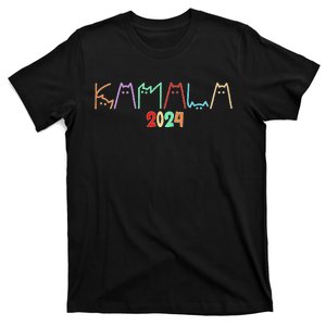 Kamala Harris Cat Lettering Funny Cat Ladies For Kamala 2024 T-Shirt