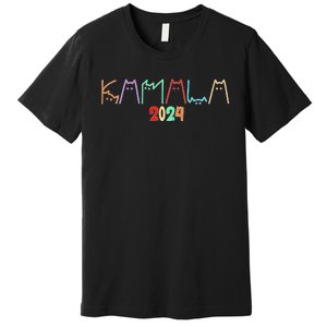 Kamala Harris Cat Lettering Funny Cat Ladies For Kamala 2024 Premium T-Shirt