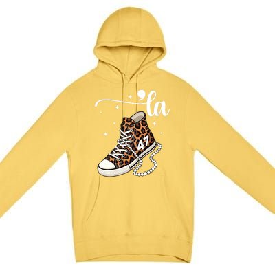 Kamala Harris Chucks And Pearls Comma La And Cute Gift Premium Pullover Hoodie