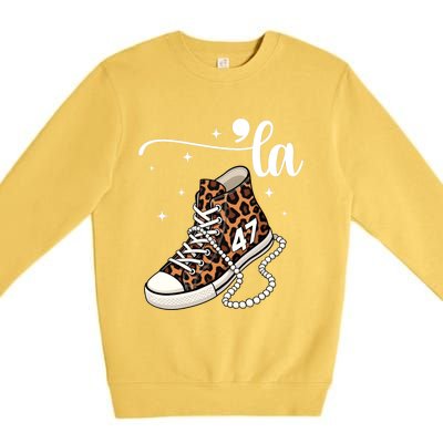 Kamala Harris Chucks And Pearls Comma La And Cute Gift Premium Crewneck Sweatshirt