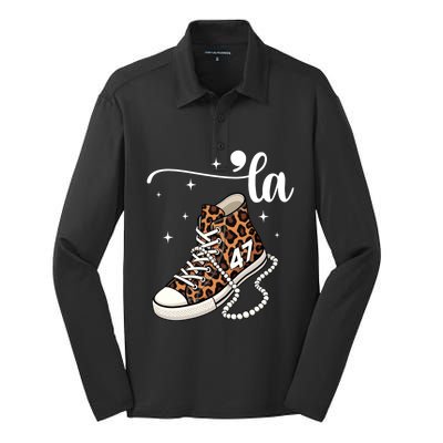 Kamala Harris Chucks And Pearls Comma La And Cute Gift Silk Touch Performance Long Sleeve Polo