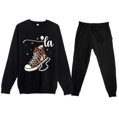 Kamala Harris Chucks And Pearls Comma La And Cute Gift Premium Crewneck Sweatsuit Set