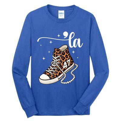 Kamala Harris Chucks And Pearls Comma La And Cute Gift Tall Long Sleeve T-Shirt