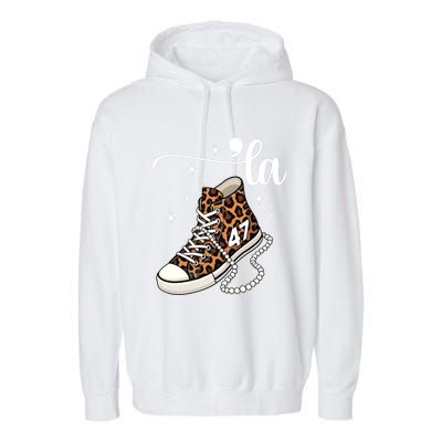 Kamala Harris Chucks And Pearls Comma La And Cute Gift Garment-Dyed Fleece Hoodie