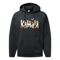 Kamala Halloween Cat Pumpkin Witch Hat Lover Kamala Haris Performance Fleece Hoodie