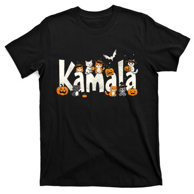 Kamala Halloween Cat Pumpkin Witch Hat Lover Kamala Haris T-Shirt