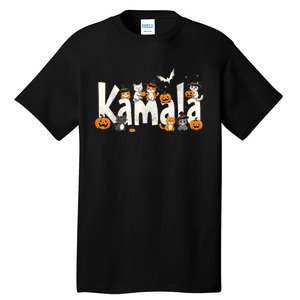 Kamala Halloween Cat Pumpkin Witch Hat Lover Kamala Haris Tall T-Shirt