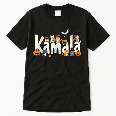 Kamala Halloween Cat Pumpkin Witch Hat Lover Kamala Haris Tall T-Shirt