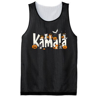 Kamala Halloween Cat Pumpkin Witch Hat Lover Kamala Haris Mesh Reversible Basketball Jersey Tank