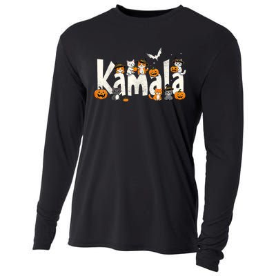 Kamala Halloween Cat Pumpkin Witch Hat Lover Kamala Haris Cooling Performance Long Sleeve Crew