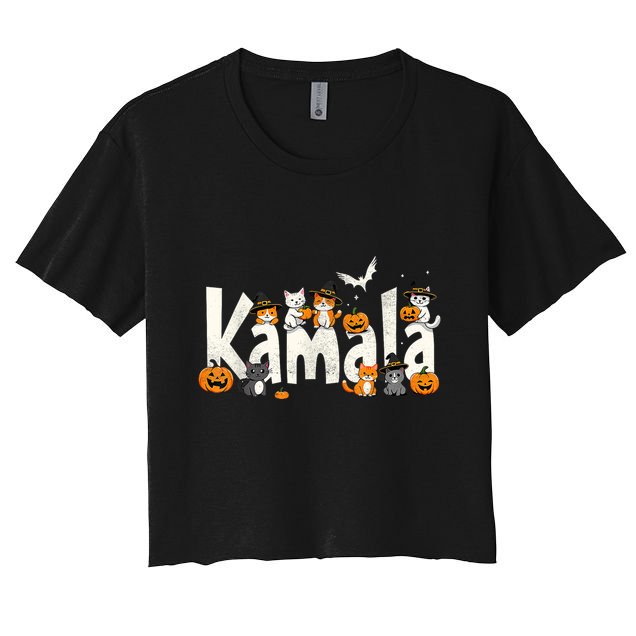 Kamala Halloween Cat Pumpkin Witch Hat Lover Kamala Haris Crop Top