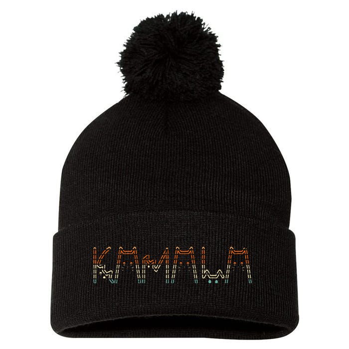 Kamala Harris Cat Lettering Positive Funny Tie Dye Pom Pom 12in Knit Beanie