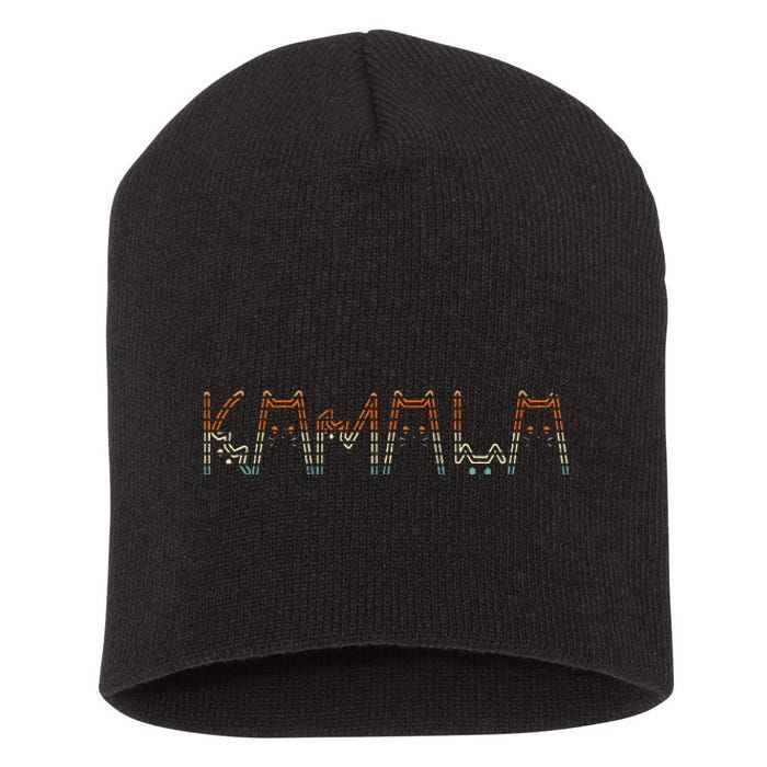 Kamala Harris Cat Lettering Positive Funny Tie Dye Short Acrylic Beanie