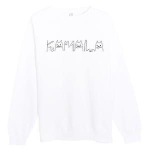 Kamala Harris Cat Lettering Positive Funny Premium Crewneck Sweatshirt